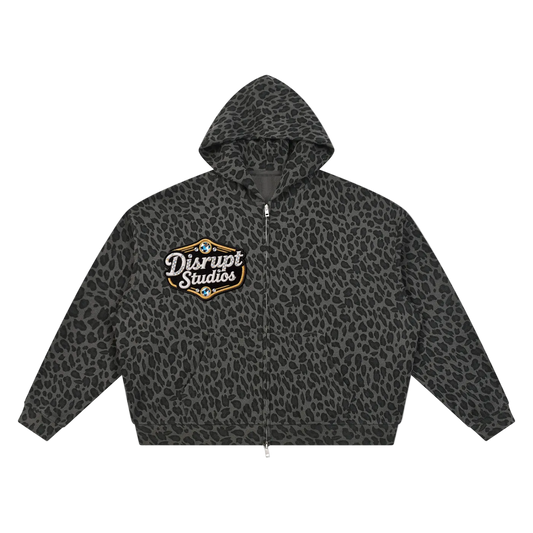 Disrupt Leopard Print Zip Up