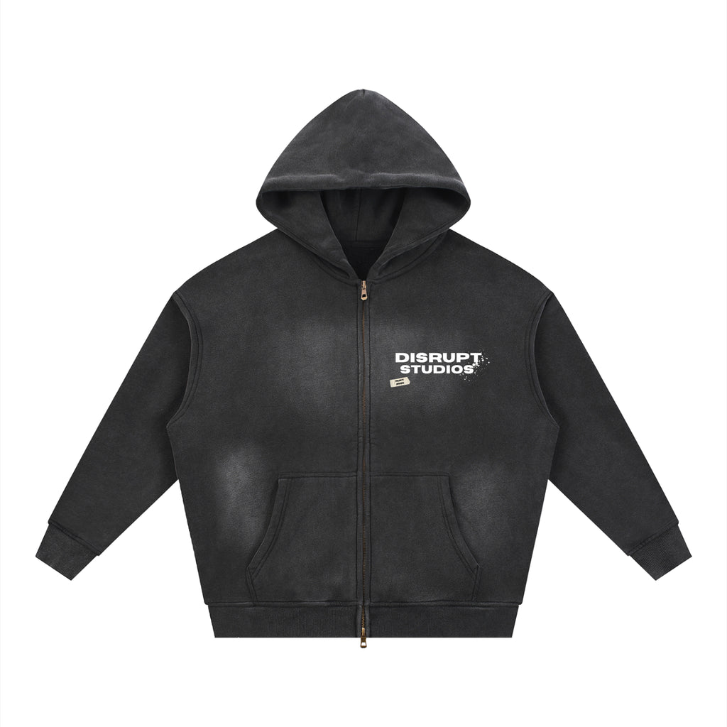 Sunfade Two-way Zipper Boxy Fleece Hoodie